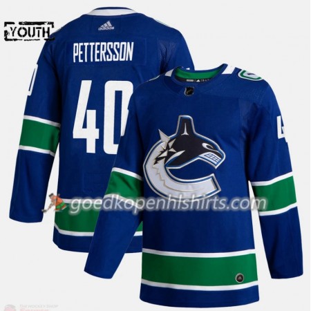 Vancouver Canucks Elias Pettersson 40 Adidas 2019-2020 Blauw Authentic Shirt - Kinderen